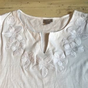J. Jill embroidered top, white
